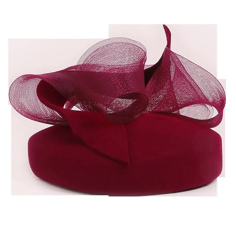 EE 3096 qiu dong French elegant British retro net yarn wool? Small female winter headgear hat party hat