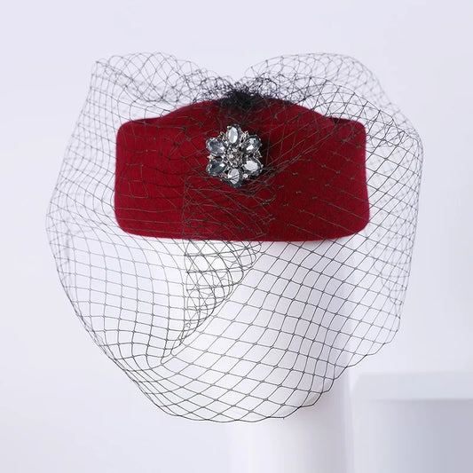 EE 3099 qiu dong small wool hat retro elegant net shamao winter leisure joker hat black woman