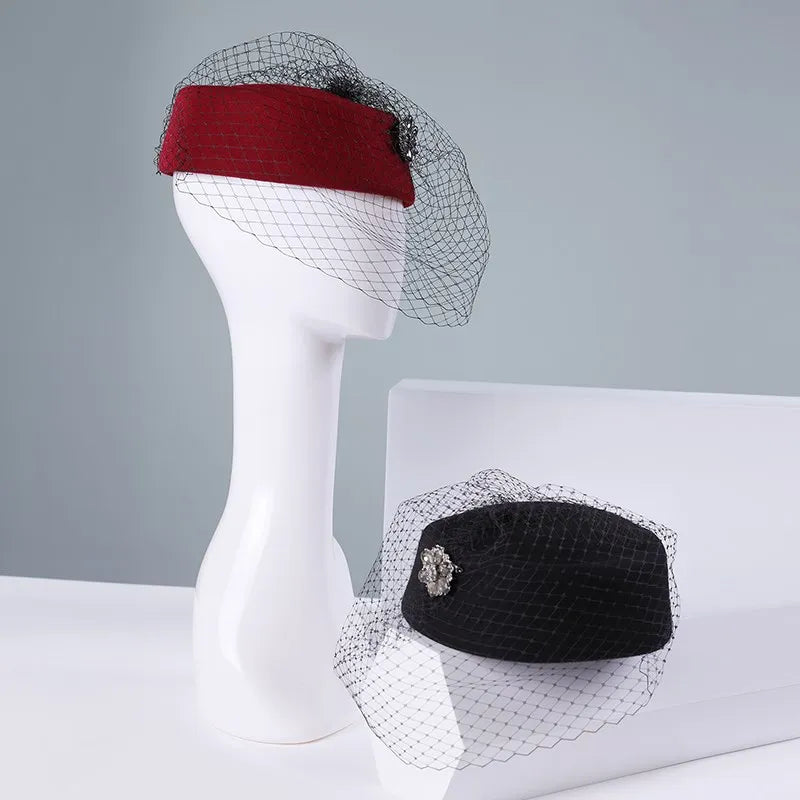 EE 3099 qiu dong small wool hat retro elegant net shamao winter leisure joker hat black woman