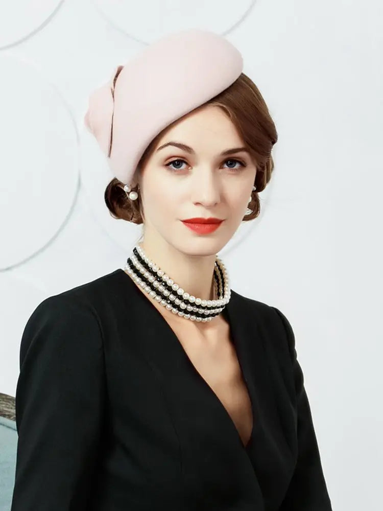 EE 3101 winter 100% wool/pink/hat/elegant tea party/pillbox hats/Kentucky Derby hats