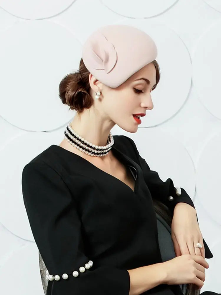 EE 3101 winter 100% wool/pink/hat/elegant tea party/pillbox hats/Kentucky Derby hats