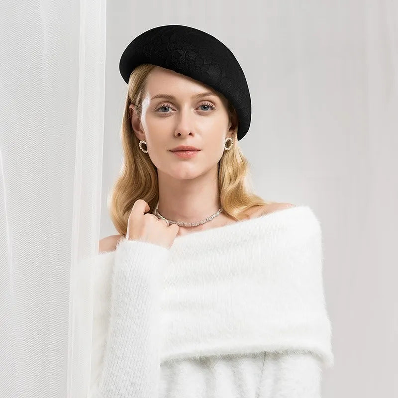 EE  3108 beret hat new female autumn fashion joker elegant lace painter cap