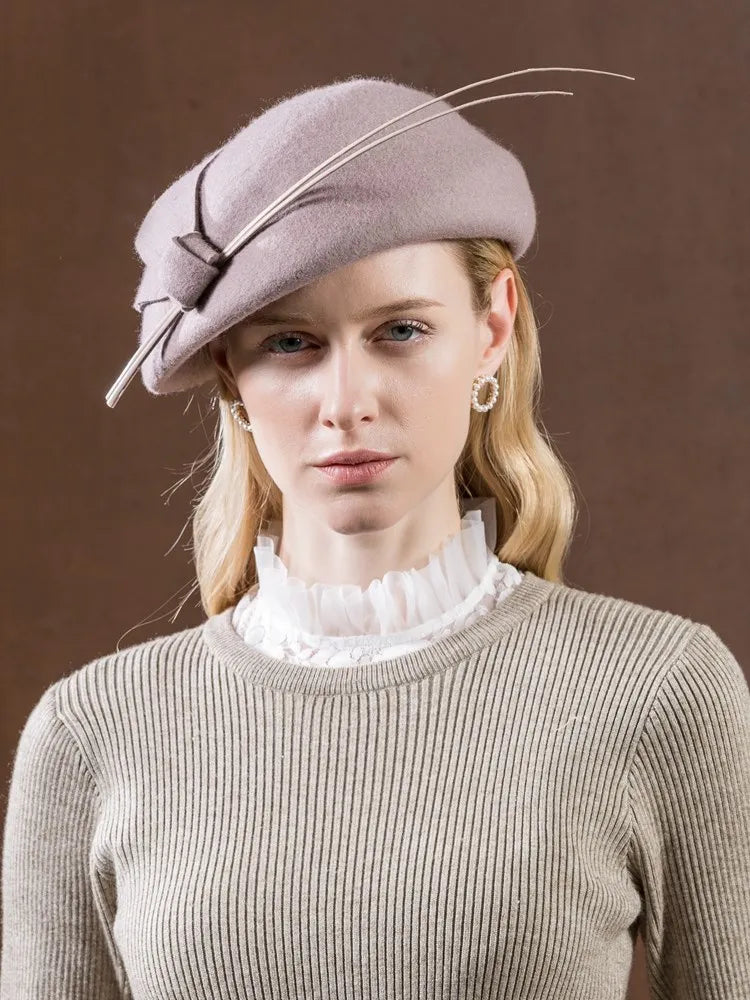 EE 3109 new winter winter pure wool hat fashion joker color female elegant cloth party hat