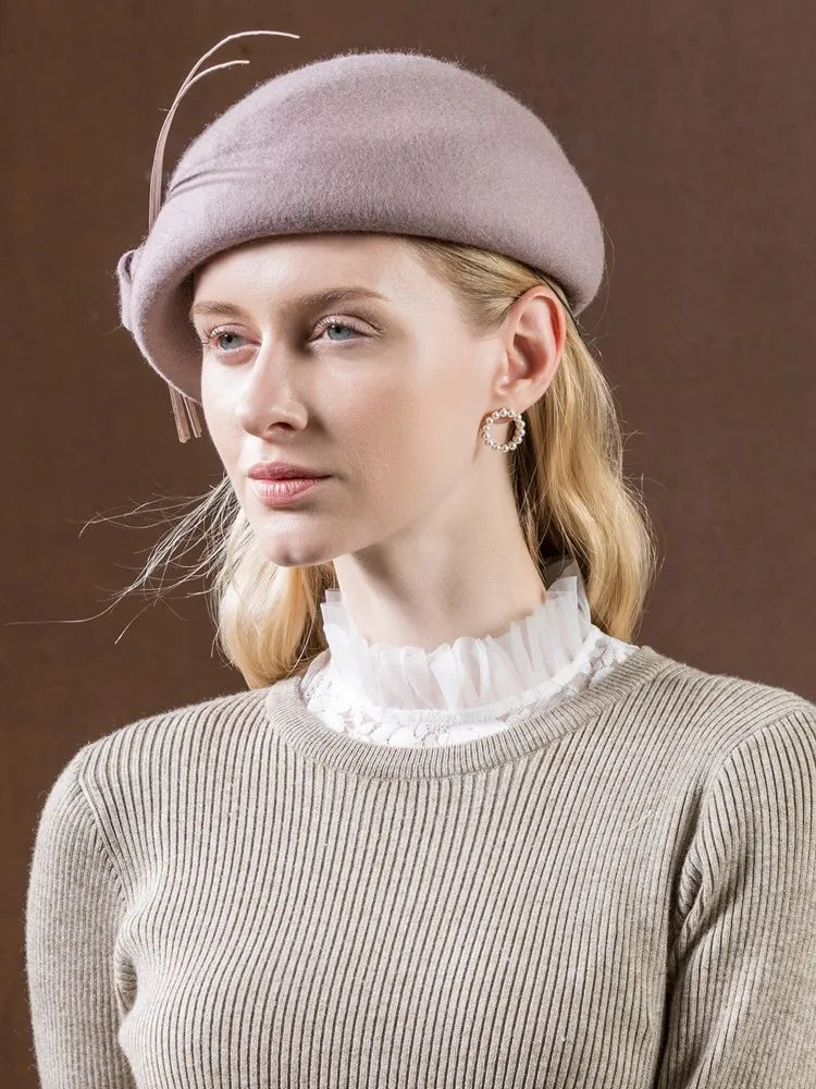 EE 3109 new winter winter pure wool hat fashion joker color female elegant cloth party hat