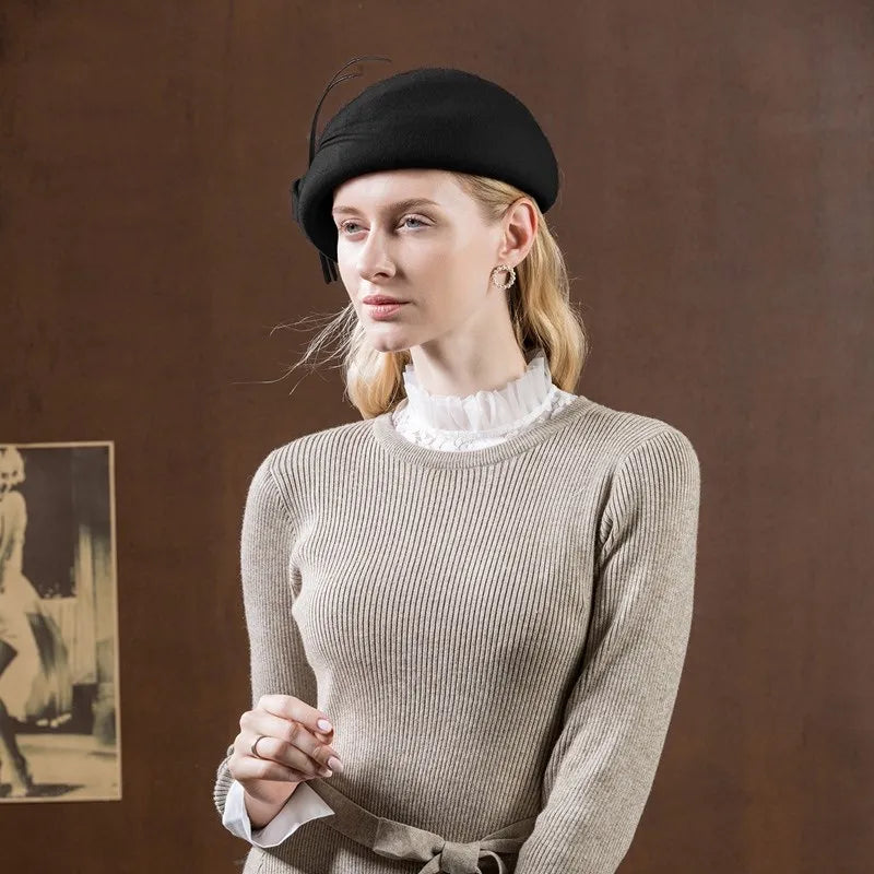 EE 3109 new winter winter pure wool hat fashion joker color female elegant cloth party hat