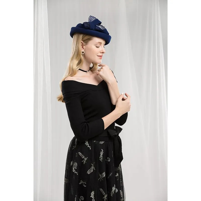 EE 3119  new winter wool beret qiu dong joker hat woman felt trilby restoring ancient ways of England