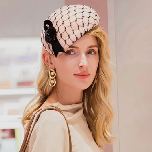 EE 3125 elegant British homburg new winter wool net shamao qiu dong female concave shape restoring ancient ways is ha