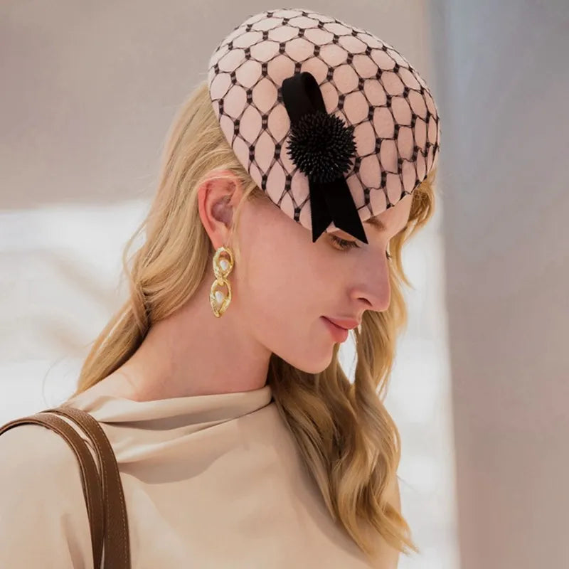 EE 3125 elegant British homburg new winter wool net shamao qiu dong female concave shape restoring ancient ways is ha