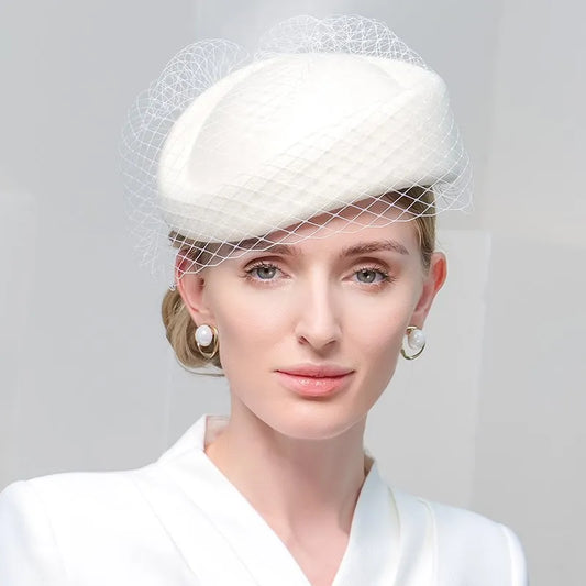 EE 3146 new winter British small retro wool hat beret hat gauze cloth female restoring ancient ways