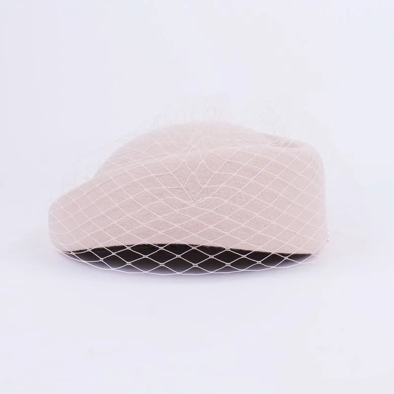 EE 3146 new winter British small retro wool hat beret hat gauze cloth female restoring ancient ways