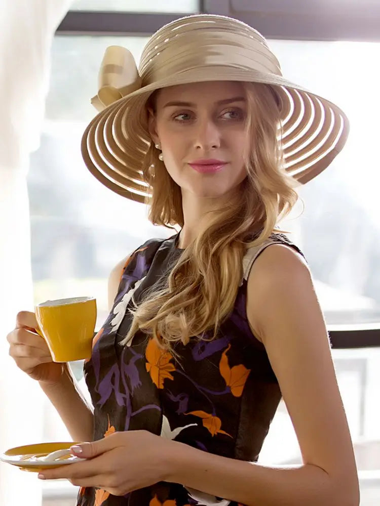 EE 4012 Spring and Summer  /Leisure /Sunshade Beach Hat/ stripe /Wide Brim /Elegant Tea Party /Casual /Daily Wear