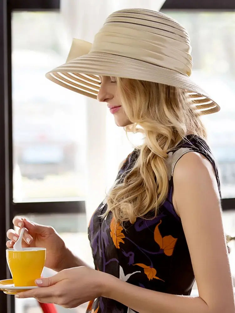 EE 4012 Spring and Summer  /Leisure /Sunshade Beach Hat/ stripe /Wide Brim /Elegant Tea Party /Casual /Daily Wear