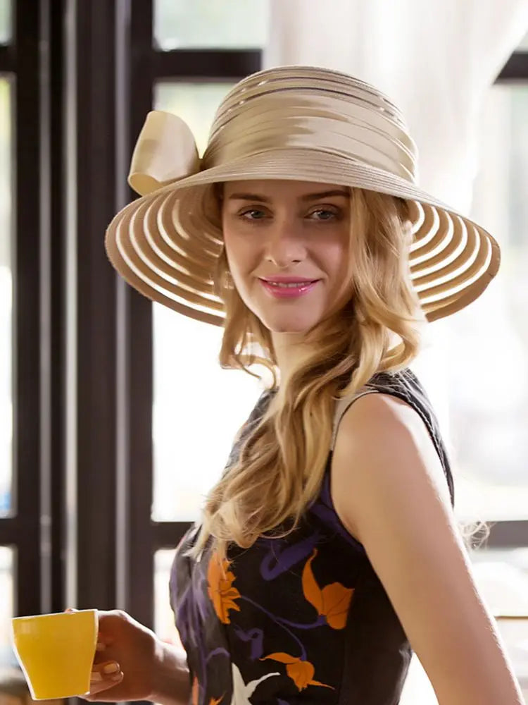 EE 4012 Spring and Summer  /Leisure /Sunshade Beach Hat/ stripe /Wide Brim /Elegant Tea Party /Casual /Daily Wear