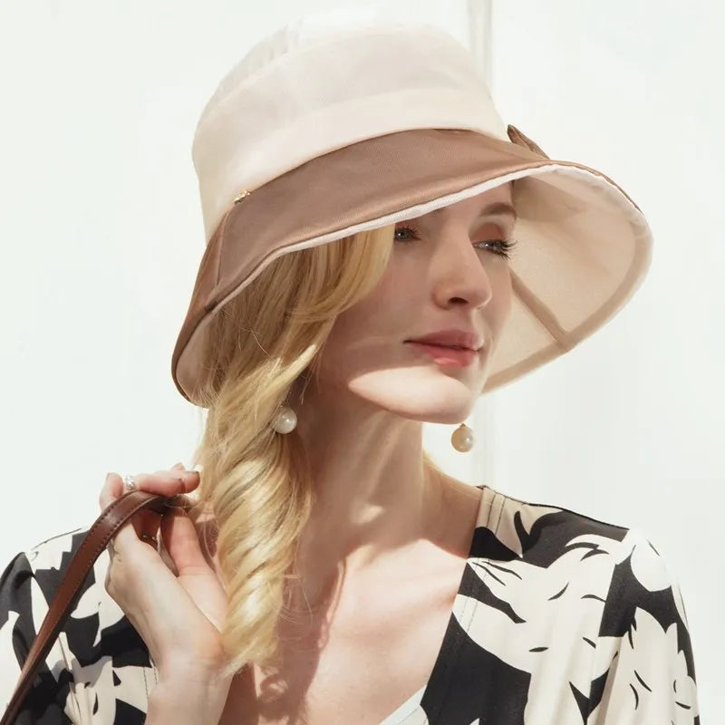 EE 4018 Summer New Hat Elegant Versatile Flower Silk Fisherman Hat Children's Summer