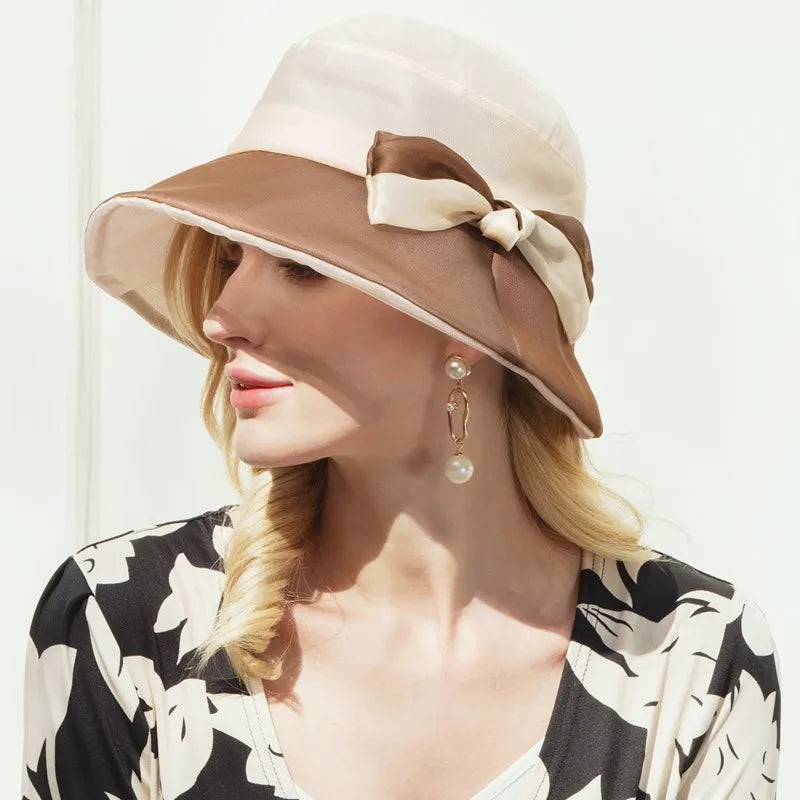 EE 4018 Summer New Hat Elegant Versatile Flower Silk Fisherman Hat Children's Summer