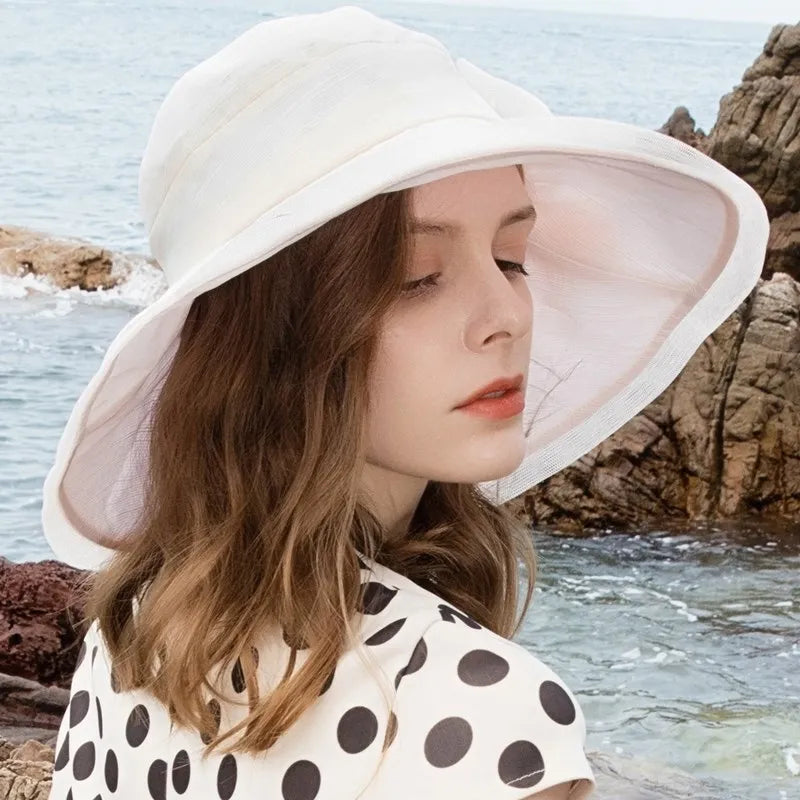 EE 4019 Summer New Sheer Series Dome Bow Big Eave Beach Hat Sun Shade Sun Protection Hat Children's Summer