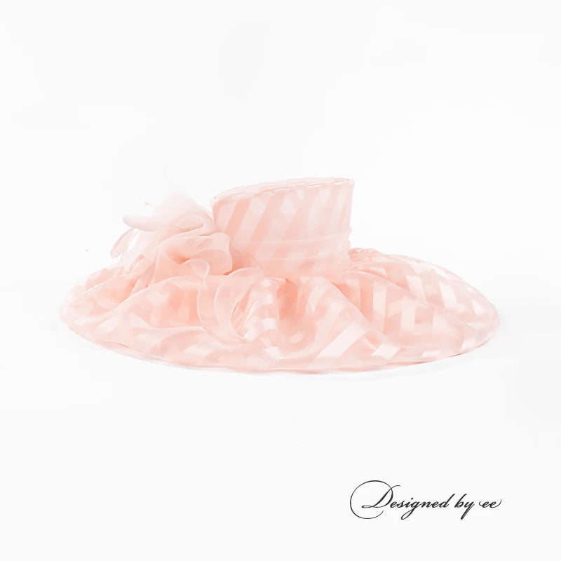 FADVES Women's Fancy/Wide Brim Organza Cocktail/Kentucky Derby Sun Hats/Floppy Hats/Church Hats