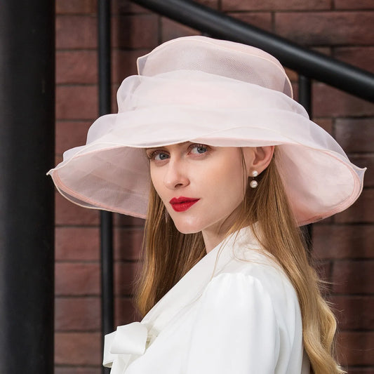 EE 4033 New British 4-Layer Organza Top Hat for Traveling Sun Protection, Female 