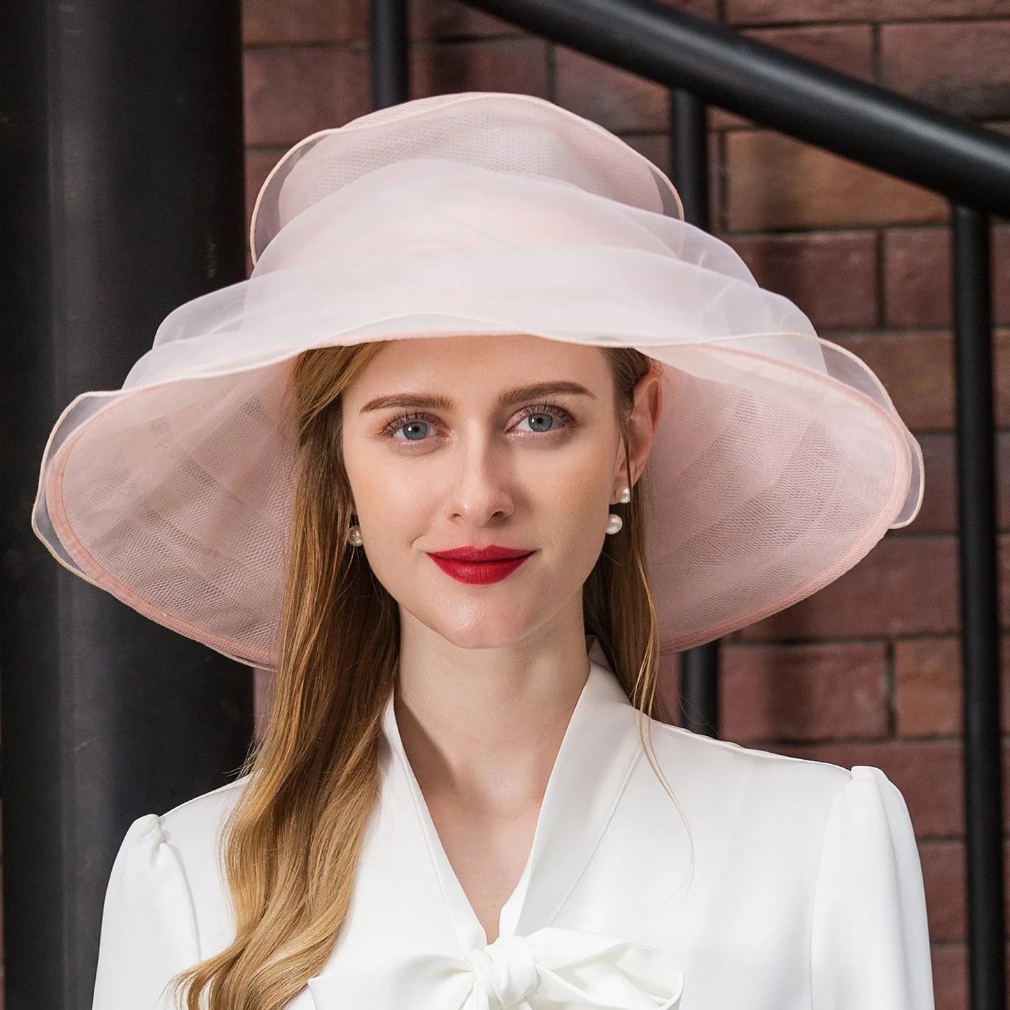 EE 4033 New British 4-Layer Organza Top Hat for Traveling Sun Protection, Female 