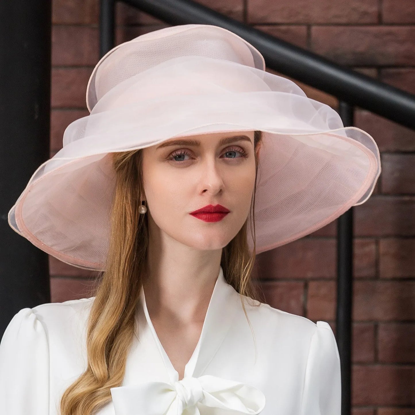 EE 4033 New British 4-Layer Organza Top Hat for Traveling Sun Protection, Female 