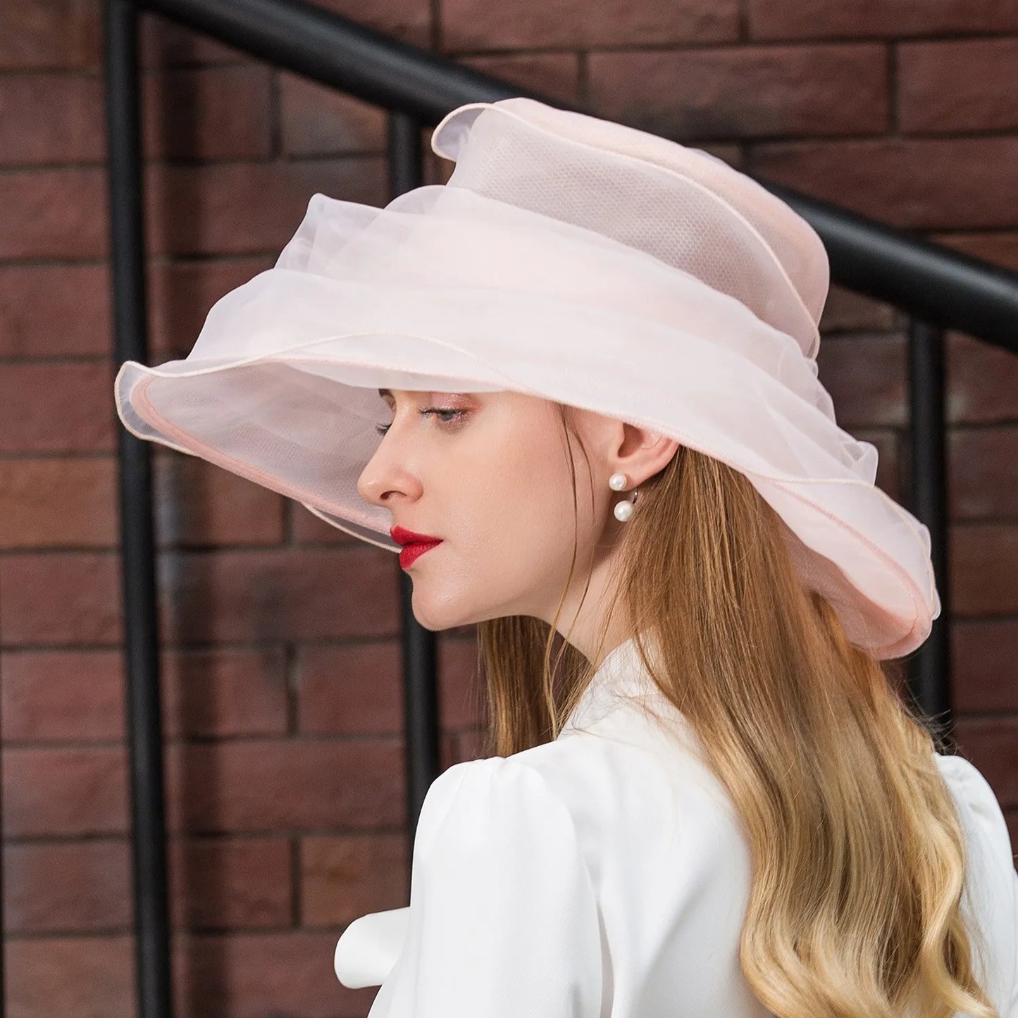 EE 4033 New British 4-Layer Organza Top Hat for Traveling Sun Protection, Female 