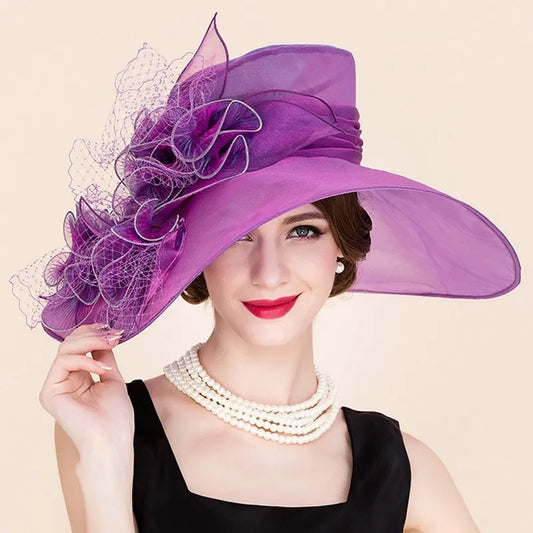 EE 4044 Summer New Sheer Series Organza Elegant Mesh Top Hat Sunshade and Sunscreen Hat Women's Summer