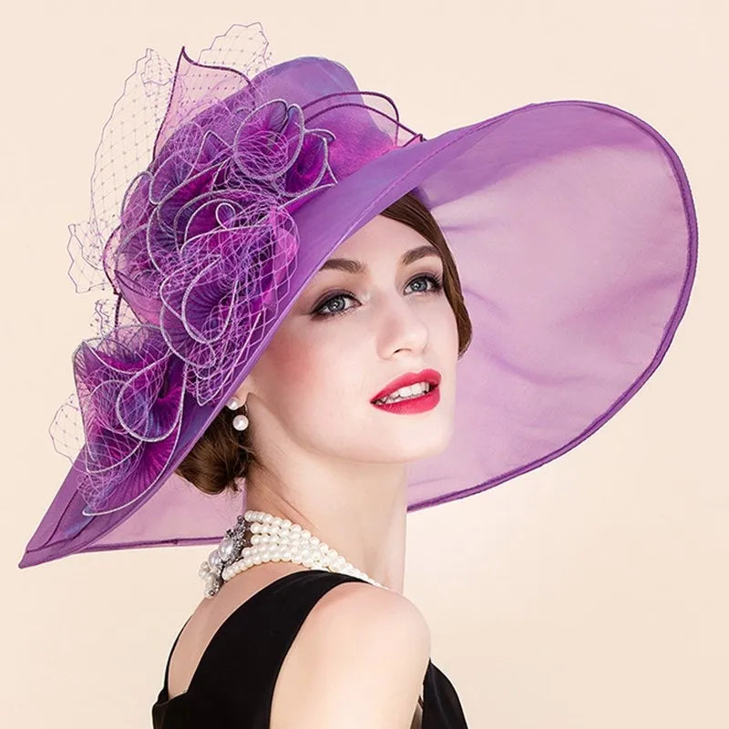EE 4044 Summer New Sheer Series Organza Elegant Mesh Top Hat Sunshade and Sunscreen Hat Women's Summer