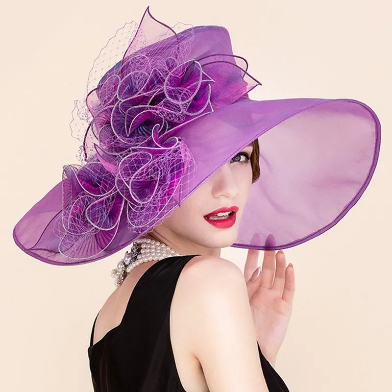 EE 4044 Summer New Sheer Series Organza Elegant Mesh Top Hat Sunshade and Sunscreen Hat Women's Summer