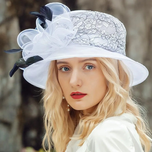 EE 4046 Summer New Elegant Versatile Travel Bow Knot Feather Sunshade Hat Hat Women's Summer