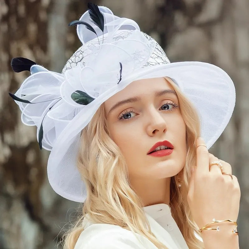 EE 4046 Summer New Elegant Versatile Travel Bow Knot Feather Sunshade Hat Hat Women's Summer