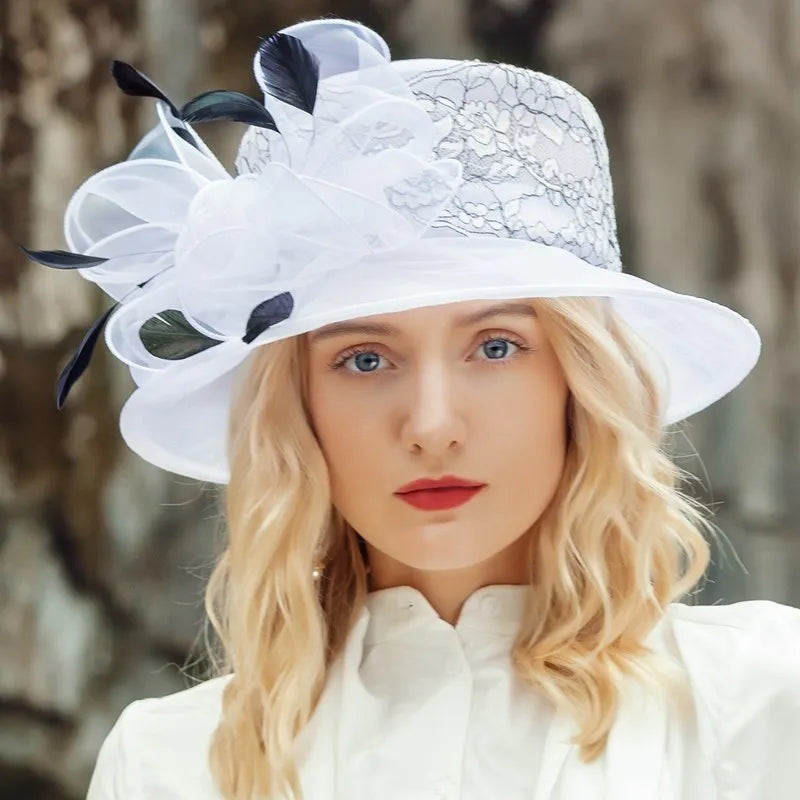EE 4046 Summer New Elegant Versatile Travel Bow Knot Feather Sunshade Hat Hat Women's Summer