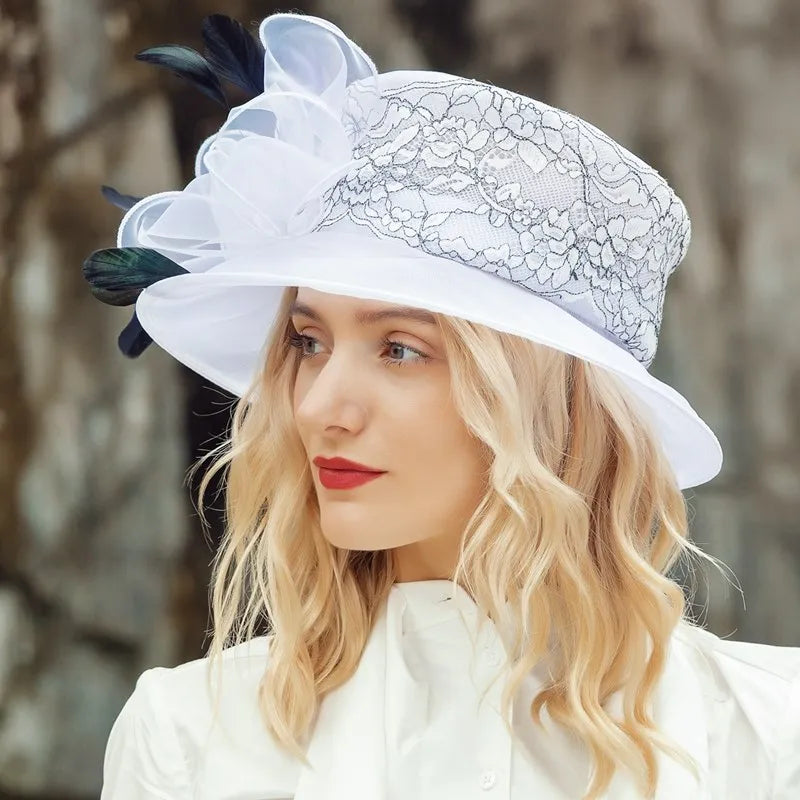EE 4046 Summer New Elegant Versatile Travel Bow Knot Feather Sunshade Hat Hat Women's Summer