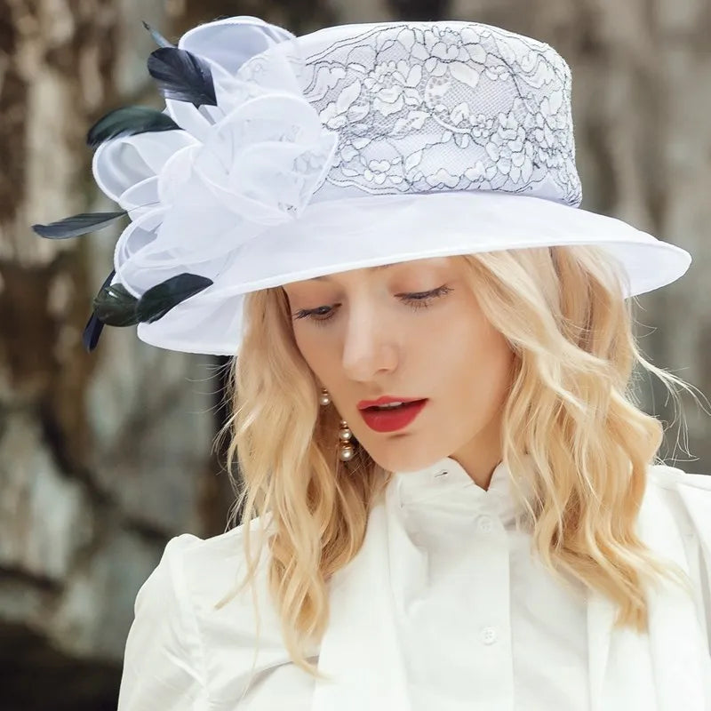 EE 4046 Summer New Elegant Versatile Travel Bow Knot Feather Sunshade Hat Hat Women's Summer