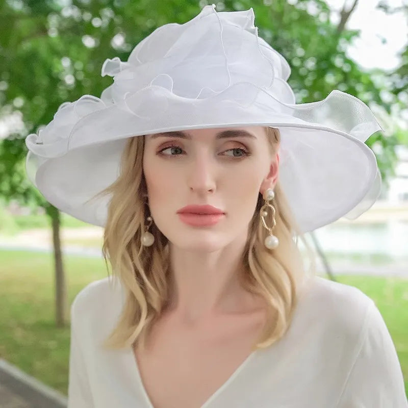 EE 4054 Summer New Organza Hat Beach Tour Bowtie Top Hat