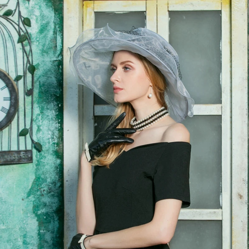 EE 4065 Spring and Summer/Elegant/Striking/Birdcage Veil/Wide Brim/Organza/Special Occasion/Tulle Fabric Hats Headpiece