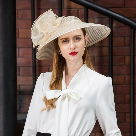 EE 4071 Spring and Summer/Stylish/Fascinators Flower/Stripe/Wide Brim/Organza/Special Occasion/Tulle Fabric Hats Headpiece