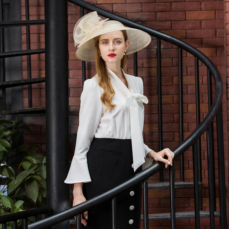 EE 4071 Spring and Summer/Stylish/Fascinators Flower/Stripe/Wide Brim/Organza/Special Occasion/Tulle Fabric Hats Headpiece