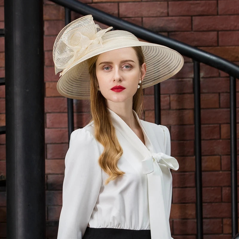 EE 4071 Spring and Summer/Stylish/Fascinators Flower/Stripe/Wide Brim/Organza/Special Occasion/Tulle Fabric Hats Headpiece