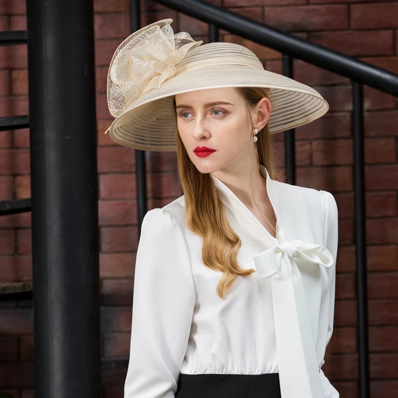 EE 4071 Spring and Summer/Stylish/Fascinators Flower/Stripe/Wide Brim/Organza/Special Occasion/Tulle Fabric Hats Headpiece