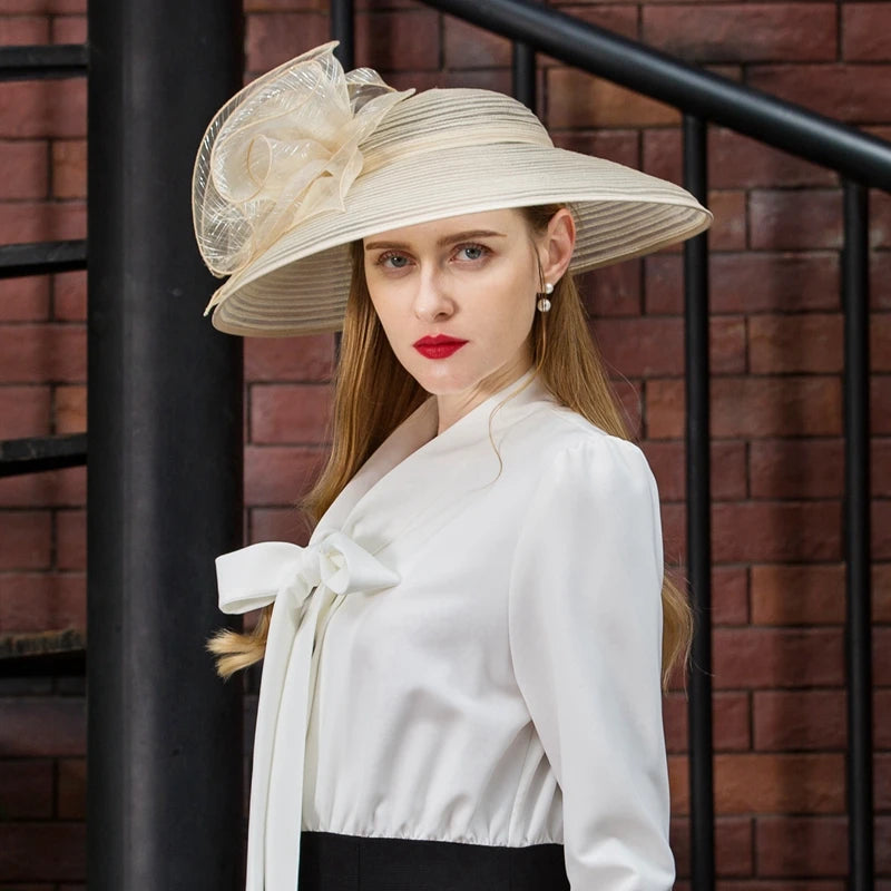 EE 4071 Spring and Summer/Stylish/Fascinators Flower/Stripe/Wide Brim/Organza/Special Occasion/Tulle Fabric Hats Headpiece