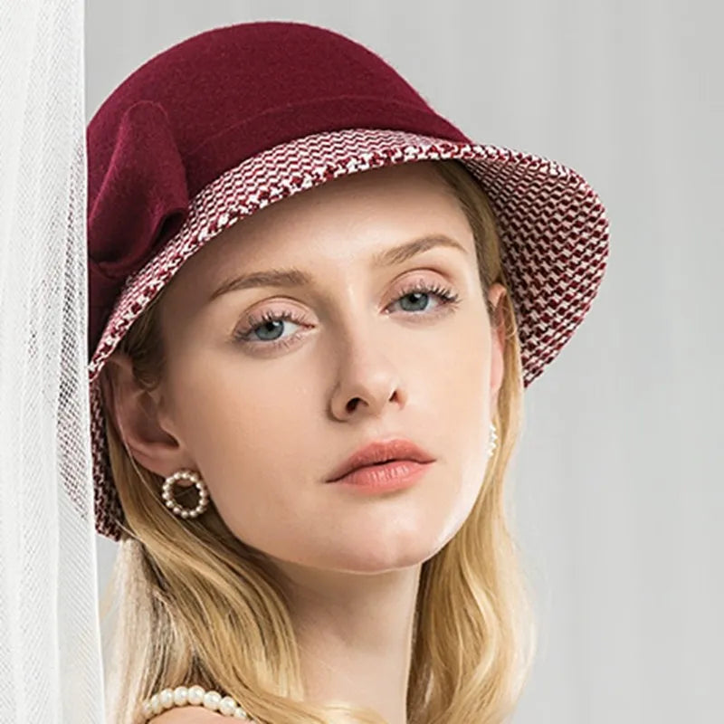 EE 5002 Autumn and winter top hat Fashion women's woolen hat casual woolen equestrian hat British dome winter hat