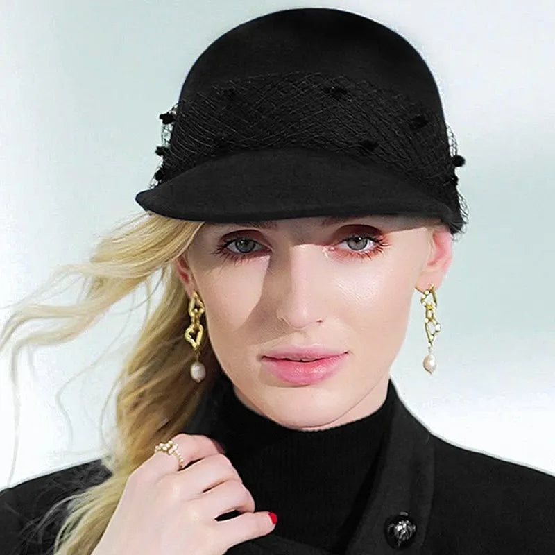 EE 5010 new winter joker felt trilby elegant lace cap