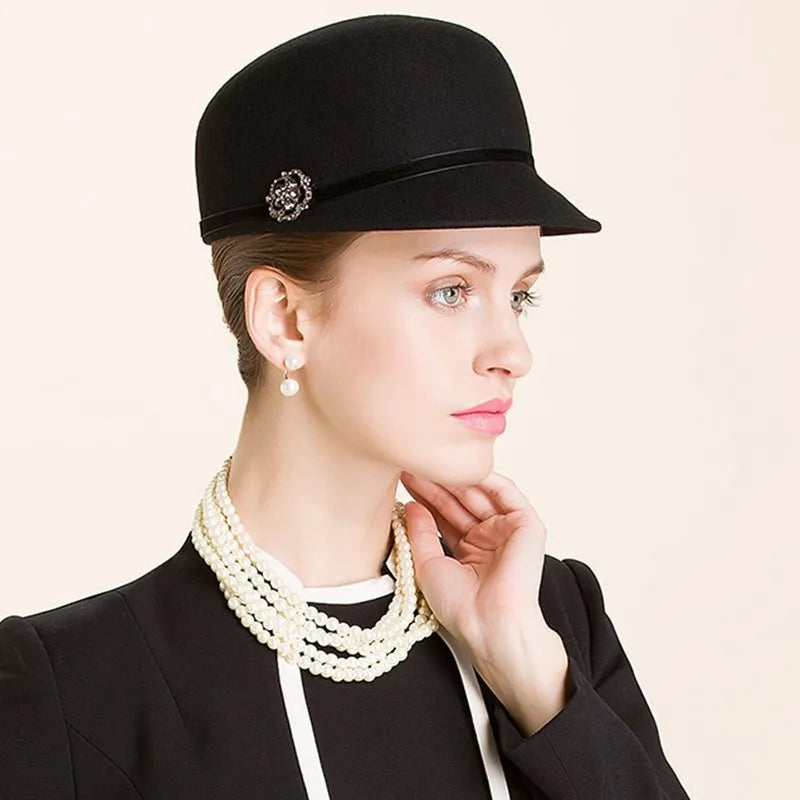EE 5017  hat female autumn and winter wool cap Korean version of fashionable ladies all short hair woolen top hat British winter