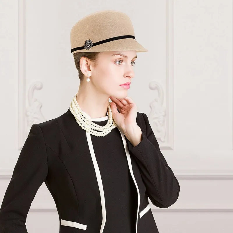 EE 5017  hat female autumn and winter wool cap Korean version of fashionable ladies all short hair woolen top hat British winter