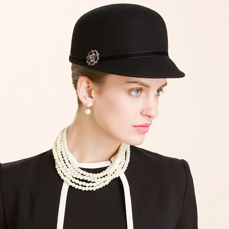 EE 5017  hat female autumn and winter wool cap Korean version of fashionable ladies all short hair woolen top hat British winter