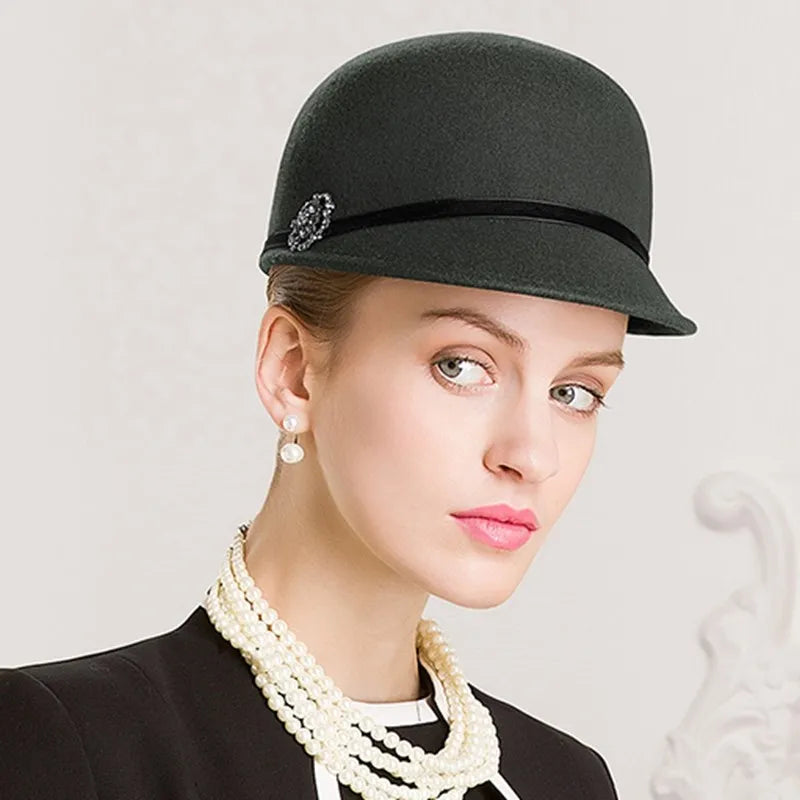 EE 5017  hat female autumn and winter wool cap Korean version of fashionable ladies all short hair woolen top hat British winter