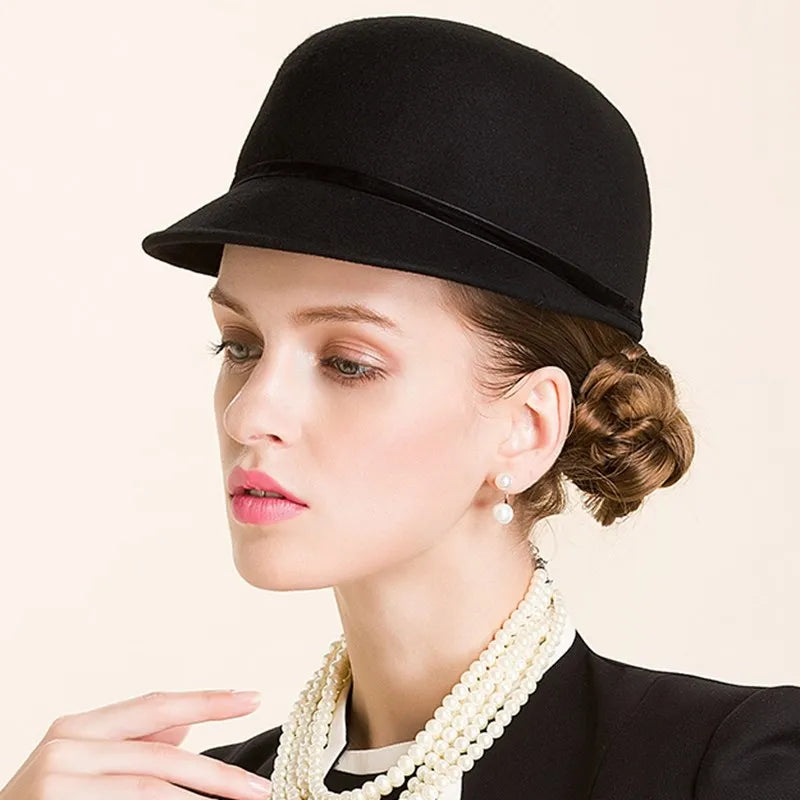 EE 5017  hat female autumn and winter wool cap Korean version of fashionable ladies all short hair woolen top hat British winter