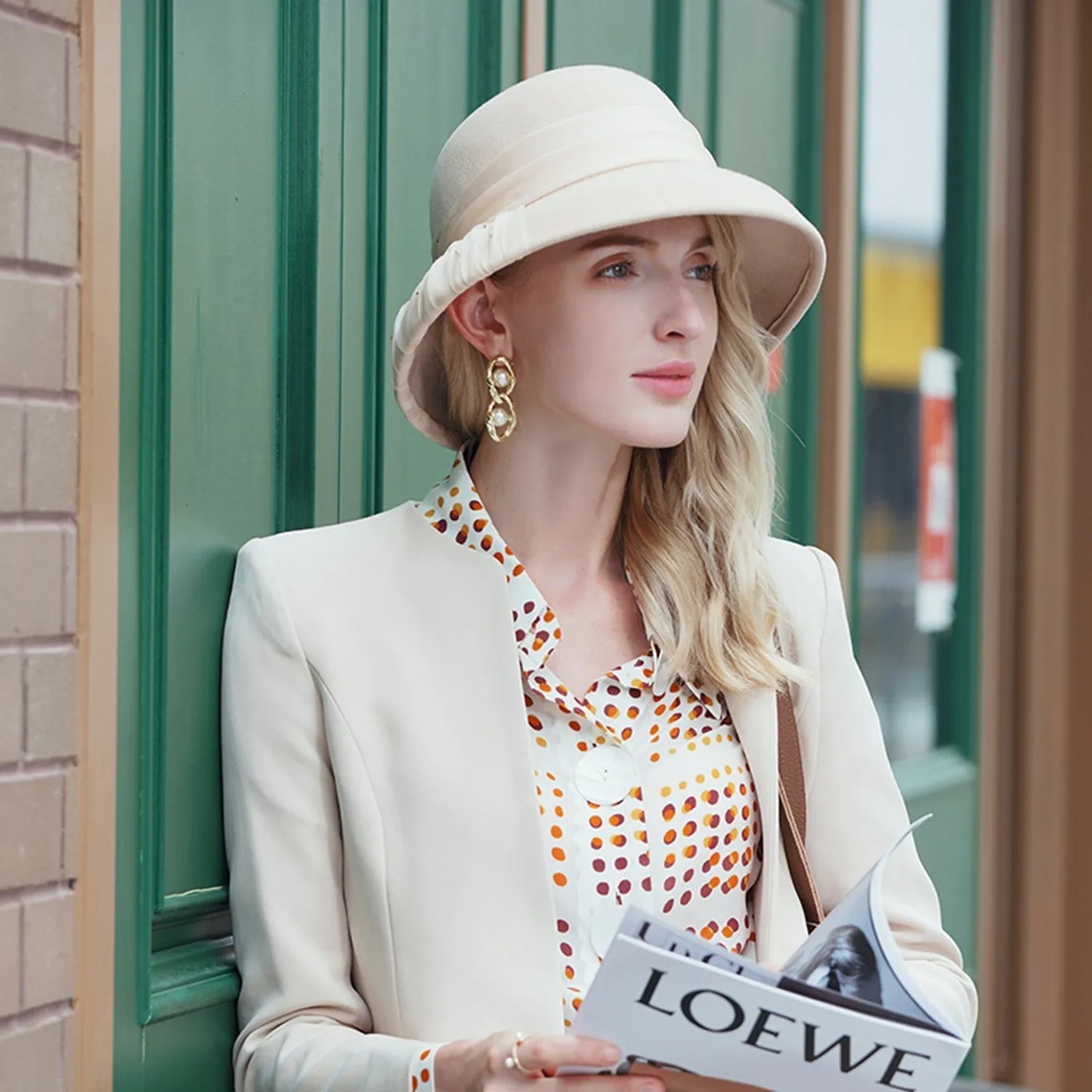 EE 5021 Autumn and Winter New Trendy Brand Retro Woolen Women's Hat Elegant English Top Hat Suitable for Round Face Wool Hat