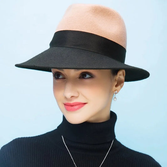 EE 5029 autumn and winter new woolen hat women's winter woolen top hat plus hard English jazz hat
