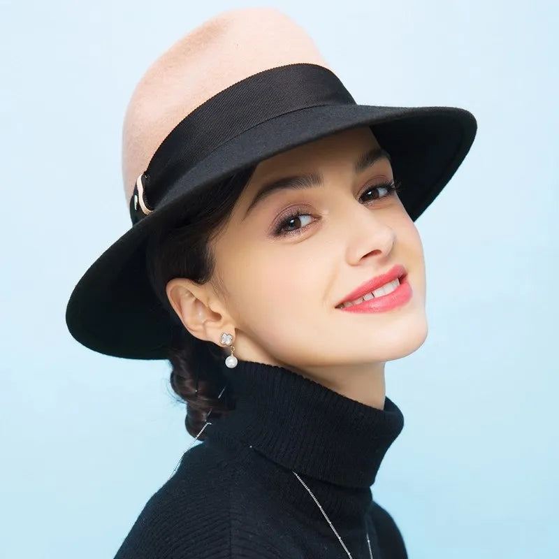 EE 5029 autumn and winter new woolen hat women's winter woolen top hat plus hard English jazz hat